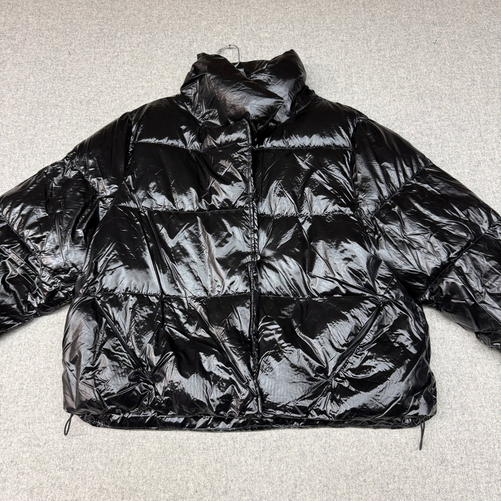 A New Day | Puffer Jacket | XL | Black | Water Resistant Shiny Quilted Full Zip